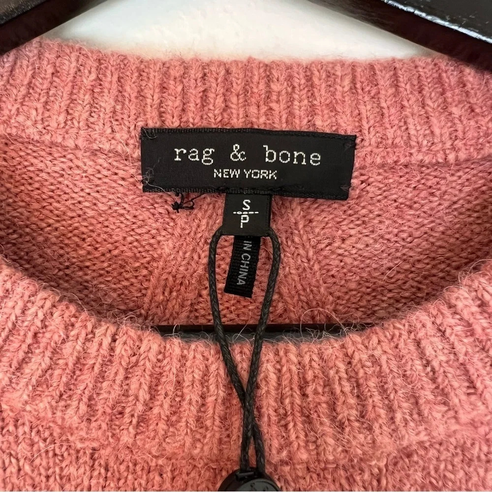 Rag & Bone Alpaca Wool Elsa Crew Sweater Mauve Small Relaxed Cozy Chic Neutral - Picture 3 of 9